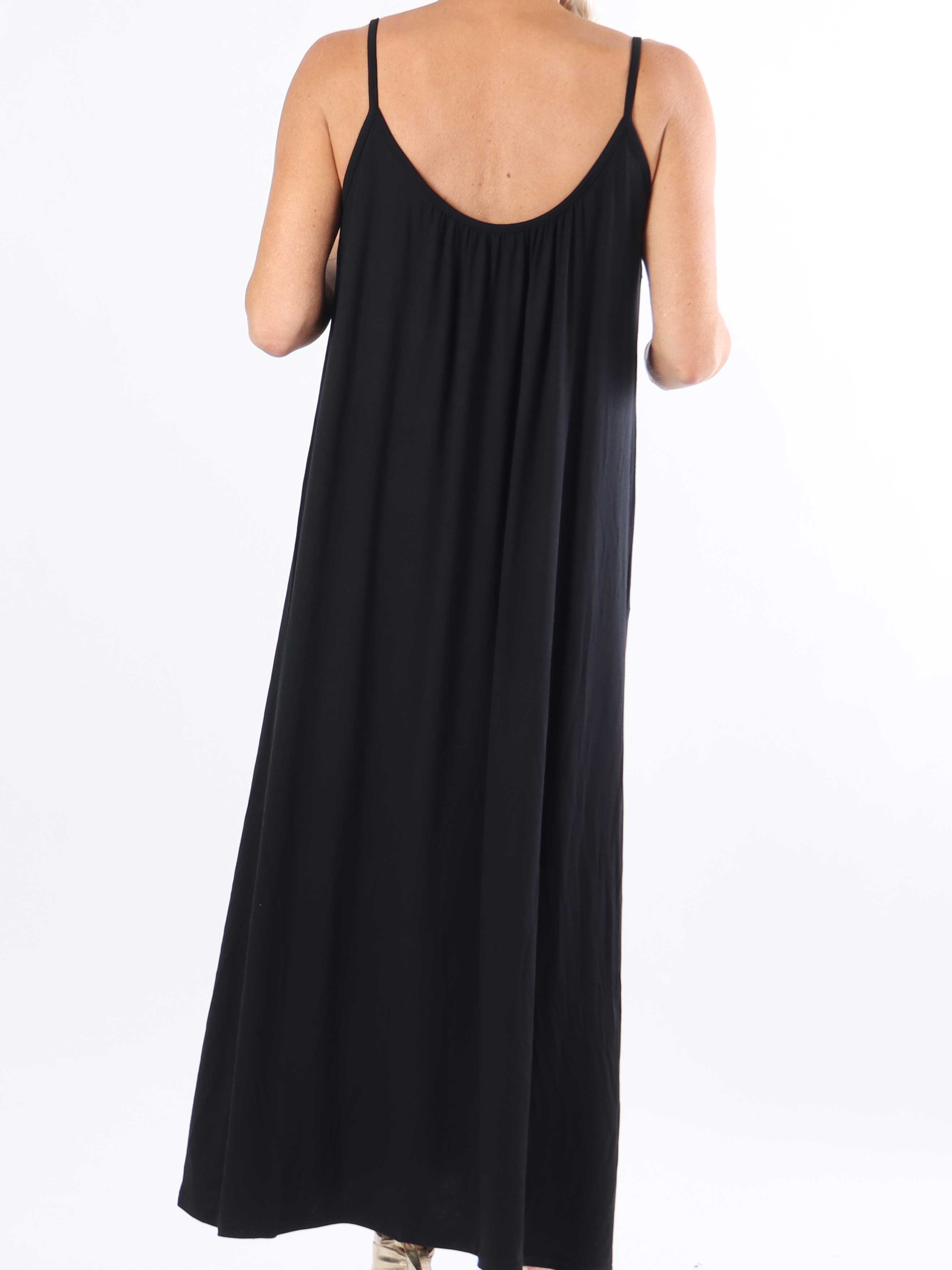 Olivia - Lang plus size stropkjole i viskose